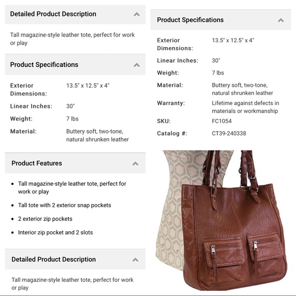 Forest And Culver Sienna Leather Tote - Picture 4 of 8